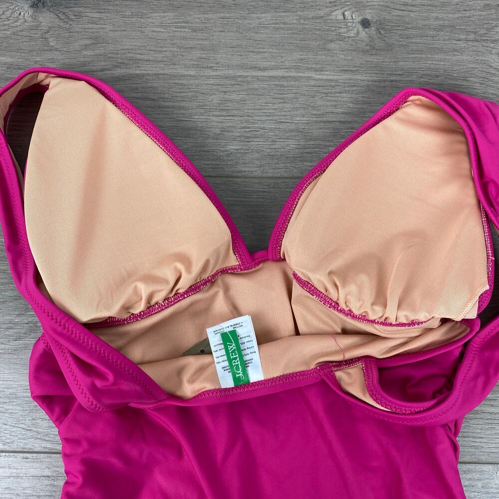 J.Crew Magenta Orchid Ruched V Neck One Piece Swimsuit Sz.8 NWT - Picture 5 of 11